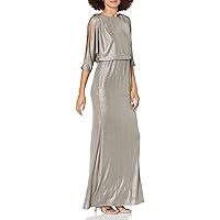 Adrianna Papell Women's Long Sleeve Blouson Foiled Jersey Dress