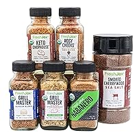 FreshJax Organic Spices | Smoked Cherrywood Cook Out Gift Set | 5 Sampler Sized Seasonings and 1 Large Bottle of Smoked Salt | Handcrafted in Jacksonville, Florida