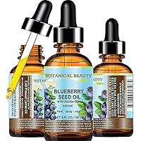 BLUEBERRY SEED OIL Virgin Unrefined Cold-Pressed Carrier Oil 4 Fl.oz.- 120 ml for Face, Dry Skin, Body, Hair, Nails, Anti-Aging Moisturizer by Botanical Beauty