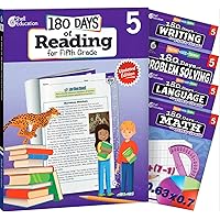 180 Days of Fifth Grade Practice, 5th Grade Workbook Set for Kids Ages 9-11, Includes 5 Assorted Fifth Grade Workbooks to Practice Math, Reading, ... Problem Solving Skills (180 Days of Practice)