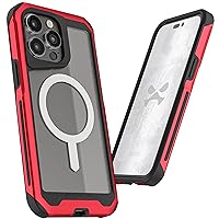 Ghostek ATOMIC slim iPhone 14 Pro Max Case MagSafe Ring Magnet Built-In for Wireless Charging and Accessories Crystal Clear Back with Aluminum Frame Designed for 2022 Apple iPhone14ProMax (6.7