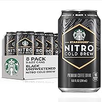 Starbucks Nitro Cold Brew Coffee, Black Unsweetened, 9.6 fl oz Cans (8 Pack), Iced Coffee, Cold Brew Coffee, Coffee Drink