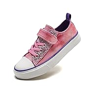 Kids Canvas Shoes Boys Girls Slip On Glitter Color Casual Walks Sneakers