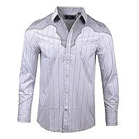 Rock Roll n Soul Men's Western-Inspired County Bars Striped Long Sleeve Button-Up Shirt