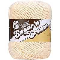 Lily Sugar 'N Cream Super Size Solid Yarn, 4oz, Gauge 4 Medium, 100% Cotton - Cream - Machine Wash & Dry