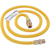 Eastman 72 Inch x 1/2 Inch OD Gas Line Connector with 3/4 Inch x 1/2 Inch MIP Fitting Ends for Natural Gas and Liquid Propane, Stainless Steel, Yellow, 20YE545072B