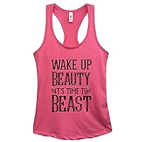 Funny Womens Gym Tanks Wake Up Beauty Its Time to Beast Royaltee Shirts
