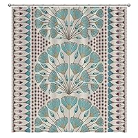 Waterproof Shower Curtain with Hooks Turquoise Teal Blue Geometric Flower Bath Curtain 72x80in Lily Leaf Ginkgo Biloba Flower Polyester Bathroom Curtain Bathtub Decor Shower Curtains