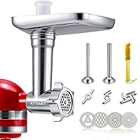 Metal Food Grinder Attachments for KitchenAid Stand Mixers, Meat Grinder, Sausage Stuffer, Perfect Mixer Attachment for KitchenAid Mixers, Silver(Machine/Mixer Not Included)