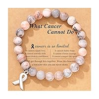 Breast Cancer Awareness Bracelets Inspirational Encouragement Gifts Natural Stone Bead Ribbon Charm Bracelet for Women Girls