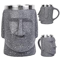 Moai Mug Resin Beer Stein，304 SS Liner Wine Goblet Coffee Mug Handmade Creative Gift Home Decor, Capacity 14.6 OZ