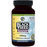 Amazing Herbs Black Seed Oil Pills 1250mg, 100 Softgel Capsules - Cold-Pressed | Non GMO