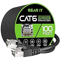 GearIT Cat6 Outdoor Ethernet Cable (100ft) 23AWG Pure Copper, FTP, LLDPE, Waterproof, Direct Burial, In-Ground, UV Resistant, POE, Network, LAN, Internet, Cat 6, Cat6 Cable - 100 Feet
