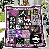 Runner Girl Throw Blanket Try to Keep Up Love Running Blanket Custom Cross Country Running Sports Throw Blanket for Adults Teens Children Kids (60x80 inches)