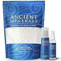 Ancient Minerals Magnesium Bath Flakes - Magnesium Oil Spray and Magnesium Lotion - Pure Genuine Zechstein Chloride