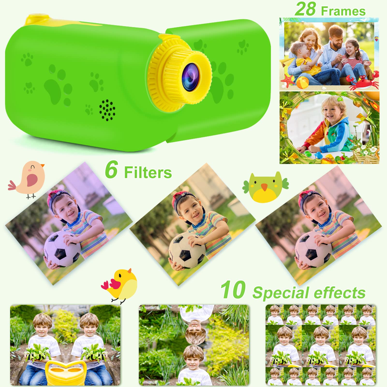AILEHO Kids Camera for Kids Camera-Kids Video Camera-Kids Digital Camera-Kids Camcorder-Children Digital Camera Toddler Camera 12M 1080P Kids Video Recorder for Birthday Gift and Christmas Toy Green