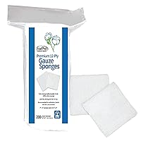 ForPro Premium 12-Ply Gauze Sponges, 100% Cotton, Lint-Free, Non-Sterile Cotton Gauze Sponges, For Cosmetic and Medical Use, 4” x 4”, 200-Count