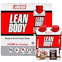 LABRADA NUTRITION - Lean Body RTD Whey Protein Shake, Convenient On-The-Go Meal Replacement Shake for Men & Women, 20 grams of Protein – Zero Sugar, Lactose & Gluten Free, Chocolate (Pack of 16)