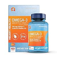 Oceanblue Omega-3 Minicaps with Vitamin D3 – 60 ct – Small Easy to Swallow Fish Oil with EPA and DHA – No Aftertaste – Vanilla (30 Mini Servings)