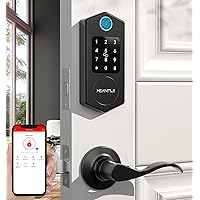 Smart Front Door Lock Set, 8-in-1 Fingerprint Keyless Entry Door Lock with App Control, Electronic Touchscreen Keypad Deadbolt with 2 Lever Handles, Auto Lock,Easy Installation, Black