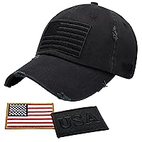 American Flag Unisex Baseball Hat for Men and Women | USA Flag Mesh Snapback Flat Visor Cap + 2 Patriotic Patches