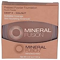 Mineral Fusion Pressed Powder Foundation, Deep 5 - Deep Skin w/Neutral Undertones, Age Defying Foundation Makeup with Matte Finish, Talc Free Face Powder, Hypoallergenic, Cruelty-Free, 0.32 Oz