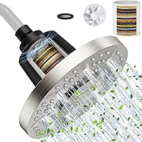 SR SUN RISE 7 Inch High Pressure Filtered Shower Head with 20-Stage Filter - Dermatologist Recommended for Hard Water Softening and Harmful Substances Removing to Improve Dry Hair and Skin Brushed