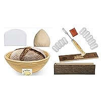 Bread Bosses 9 Inch Banneton Proofing Basket and Bread Bakers Lame Slashing Tool - Great as a Gift
