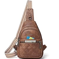 Sling Bag For Women Fanny Pack Crossbody Travel Shoulder Belt Bags Tote Backpack Purse Faux Leather Brown