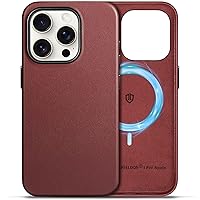 SHIELDON Case for iPhone 15 Pro, Genuine Leather - Wireless Charging - Slim Non-Slip Grip - Metal Button - Microfiber Lining - Shockproof Protective Case Compatible with iPhone 15 Pro 6.1