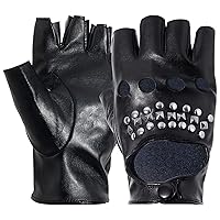 Men Gothic Fingerless Biker Gloves Punk Rock Half Finger Gloves Cosplay Costume Jazz Style Gloves Driving Leather Performance Gloves Accessory