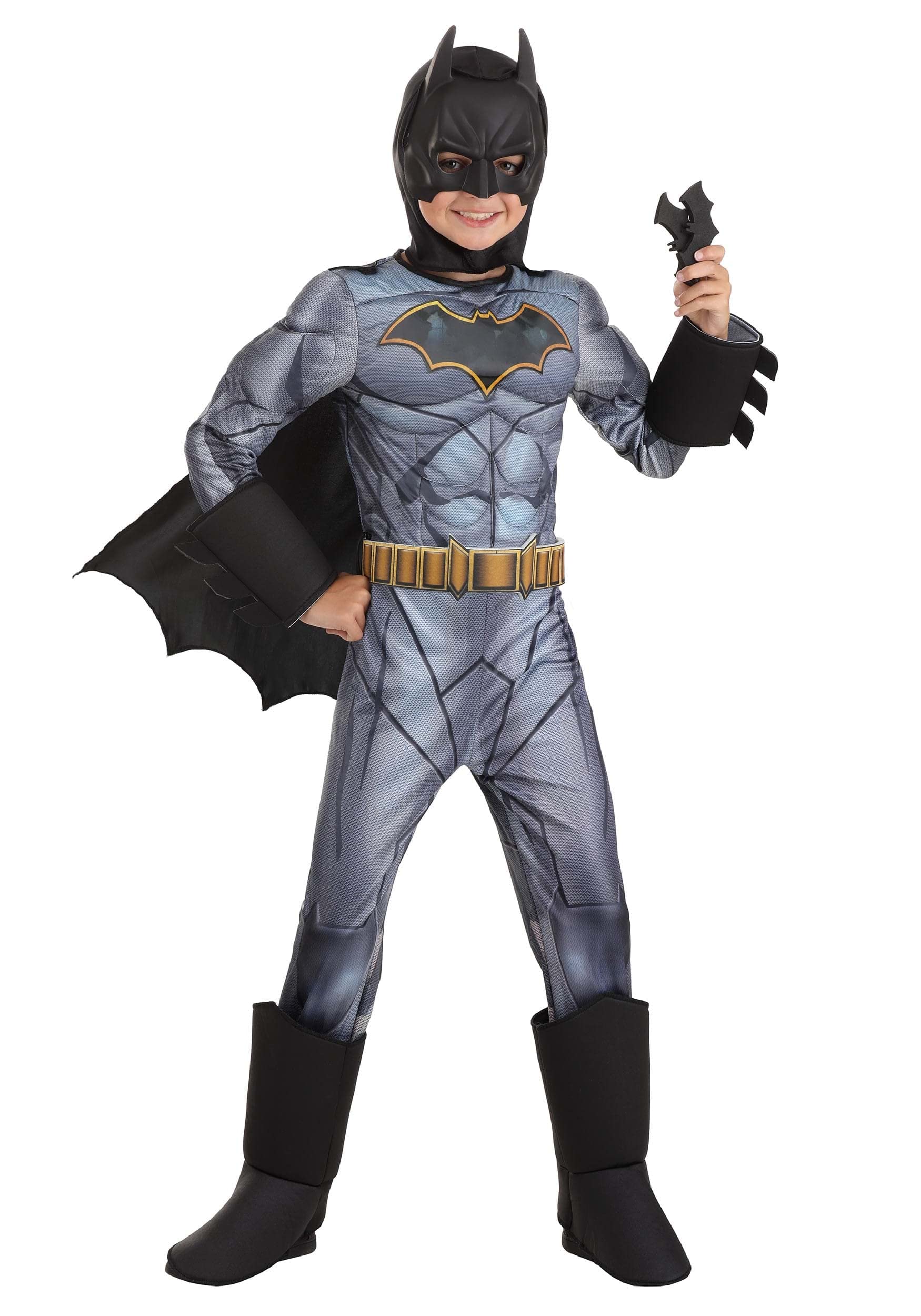 Deluxe DC Comics Batman Costume for Kids, Black Superhero Suit, Cape & Mask for Superhero Parties & Halloween