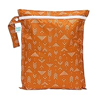 Bumkins Waterproof Wet Bag for Baby, Travel, Swim Suit, Cloth Diapers, Pump Parts, Pool, Gym Clothes, Toiletry, Strap to Stroller, Daycare, Zipper Reusable Bag, Wetdry Packing Pouch, Boho Orange