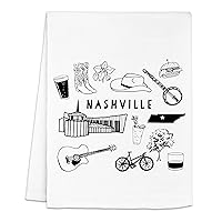 Original Dish Towel, Nashville Collage, Flour Sack Kitchen Towel, Sweet Housewarming Gift, Farmhouse Kitchen Decor, White or Gray (White)