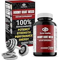 Horny Goat Weed for Men & Women (Max Power Epimedium) Natural Herbal Supplement, Boost Energy & Stamina, Supports Wellness, Circulation, & Vitality, USA Made - 100 Count