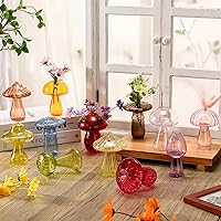 12 Pcs Mushroom Shaped Glass Vase Mushroom Shaped Bud Flower Vase Transparent Plant Hydroponic Vase Mushroom Propagation Jars for Office Kitchen Room Home Decor(Elegant Style)