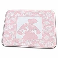 3dRose Breastfeeding Mother on Pink and White Background - Dish Drying Mats (ddm-220325-1)