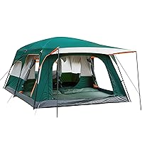 KTT Extra Large Tent 10-12-14 Person(B),Family Cabin Tents,2 Rooms,3 Doors and 3 Windows with Mesh,Straight Wall,Waterproof,Double Layer,Big Tent for Outdoor,Picnic,Camping,Family Gathering