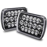 TRUE MODS 7x6 5x7 LED Headlights H6054 H5054 Black [Low/High Sealed Beam] For JEEP Wrangler YJ Cherokee XJ Pickup Truck Van Chevy GMC Ford Toyota Nissan Buick Dodge Plymouth Chevrolet