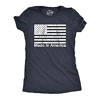Womens Made in America Tshirt Funny Patriot Flag US Pride Party Graphic Tee