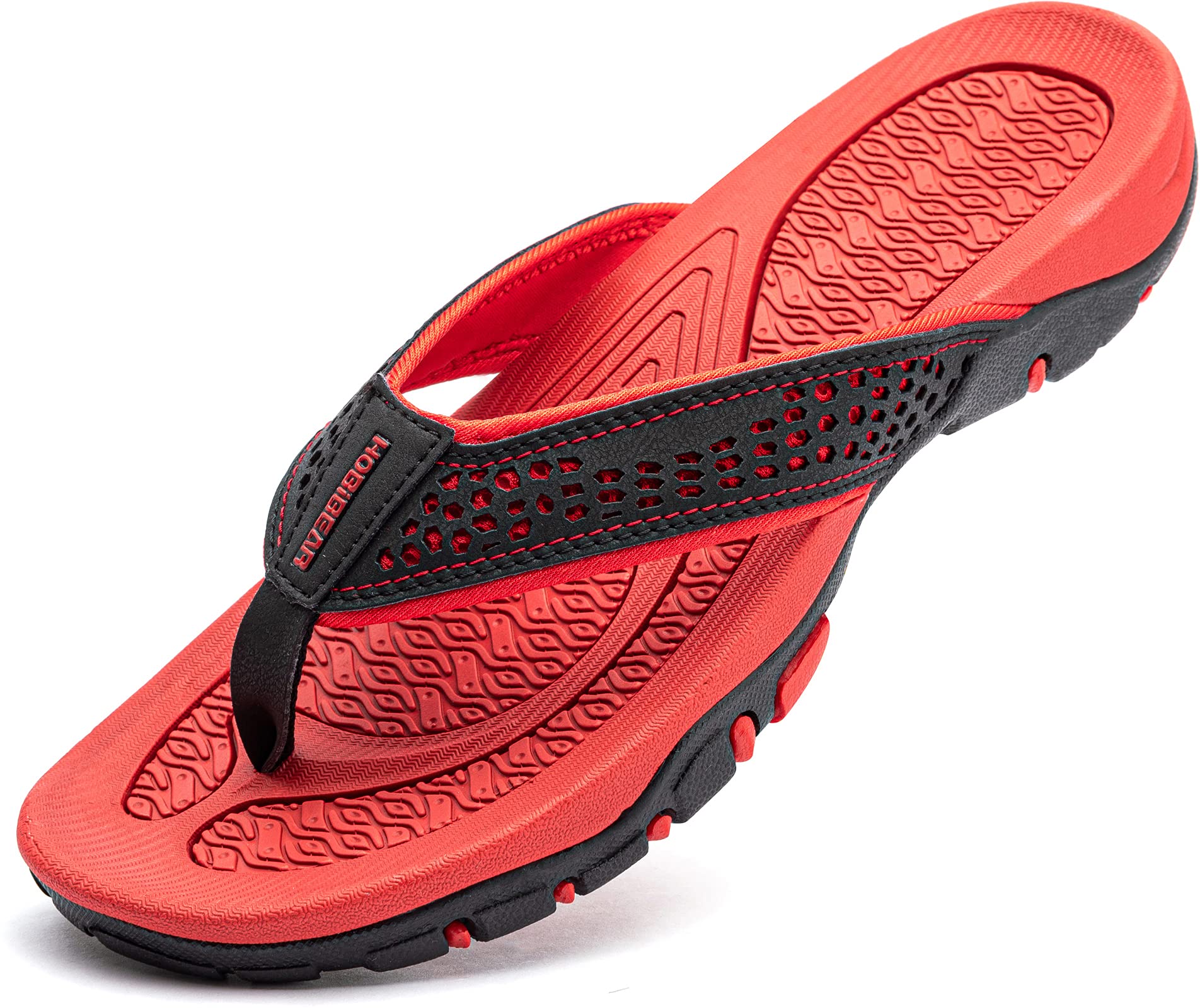  GUBARUN Mens Sport Flip Flops Comfort Casual Thong Sandals  Outdoor(Black 1, 7.5)