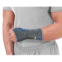 Mueller 4-Way Stretch Black & Blue Premium Knit Wrist Support with Thermo Reactive Technology
