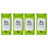 The Crème Shop XL Makeup Removing Cleansing Wipes with Aloe Vera and Green Tea Deep Cleanse Extra-Long Size Nourishing Ingredients Eco-Friendly Vegan Choice (Set of 4)