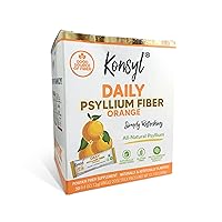Konsyl Daily Fiber Orange 100% Natural Psyllium Husk Powder - Naturally Sweetened - Gluten Free - 30 Individual Stickpacks