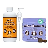 Natural Dog Company Wild Alaskan Salmon Oil & Aller-Immune Chews for Dogs Bundle: Salmon Oil & Colostrum - Healthy Skin and Coat and Allergy Prevention Combo for Dogs of All Breeds and Sizes