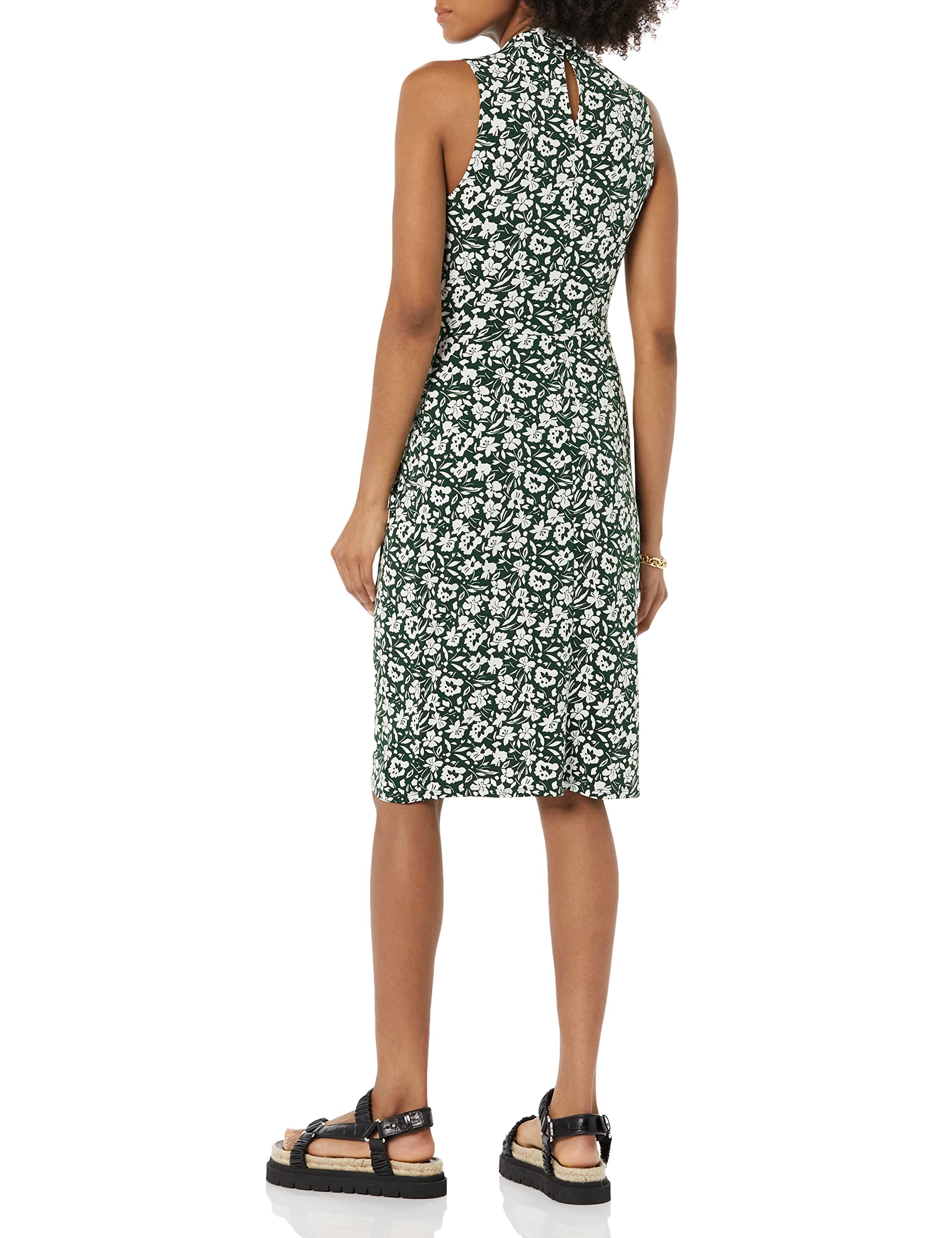 Amazon Essentials Women's Sleeveless Crossover Twist Neck Faux Wrap Dress