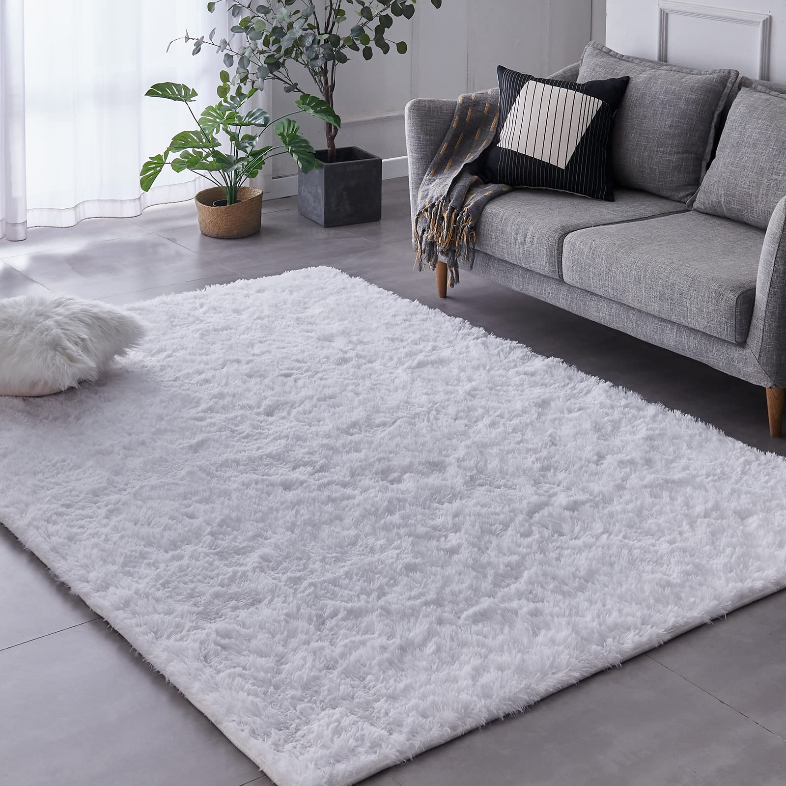 Buy TABAYON Shaggy White Rug, 2x3 Area Rugs for Living Room, Anti ...