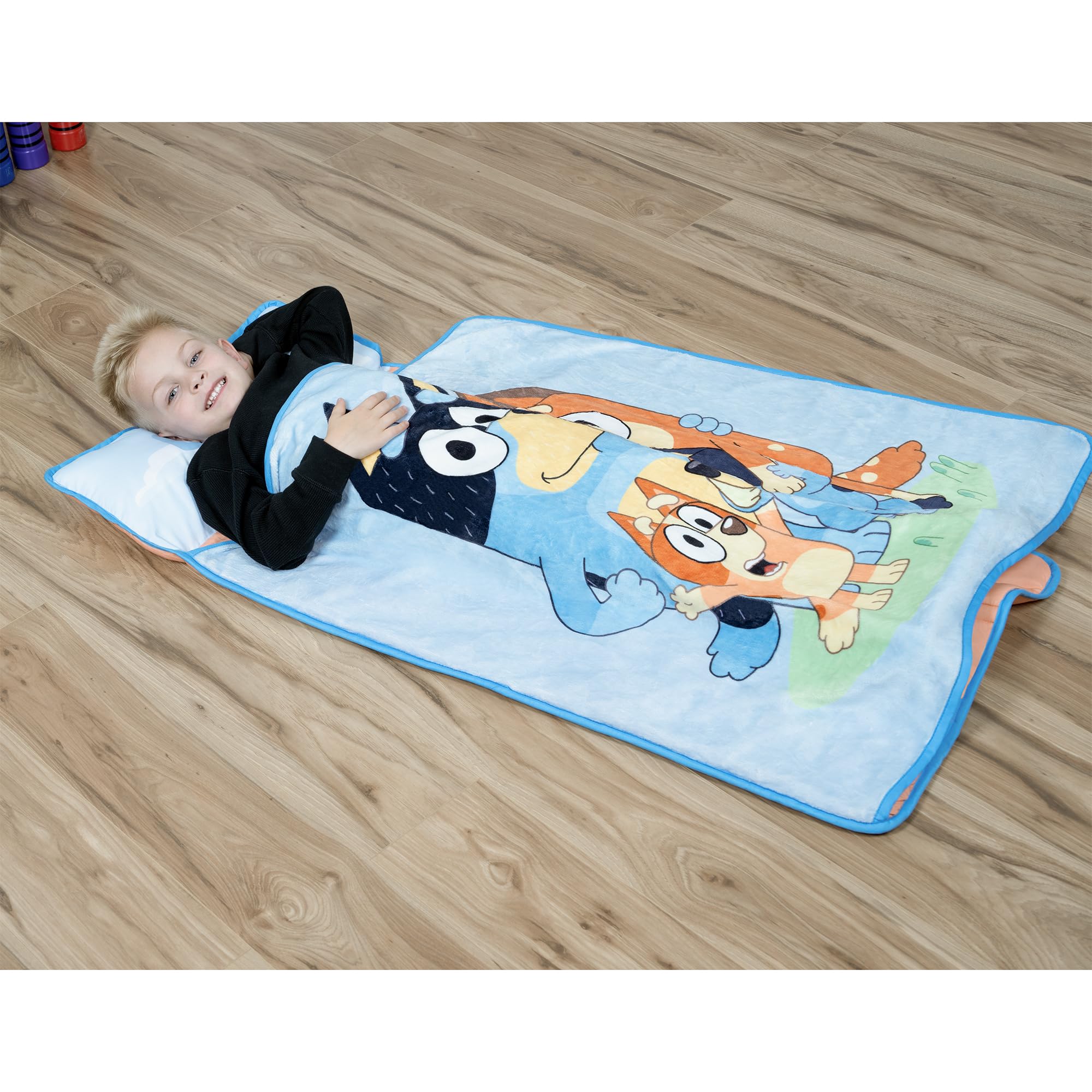 Bluey Kids Nap-Mat Set – Includes Pillow and Fleece Blanket – Great for Boys or Girls Napping During Daycare or Preschool - Fits Toddlers and Young Children