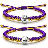 MANYC Basketball Bracelets Adjustable for Boys, Girls, and Adults Handmade Gifts for Basketball Players (Yellow purple 2PCS)