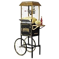 Nostalgia Popcorn Maker Machine - Professional Cart With 10 Oz Kettle Makes Up to 40 Cups - Vintage Lincoln Popper Popcorn Machine Movie Theater Style - Black